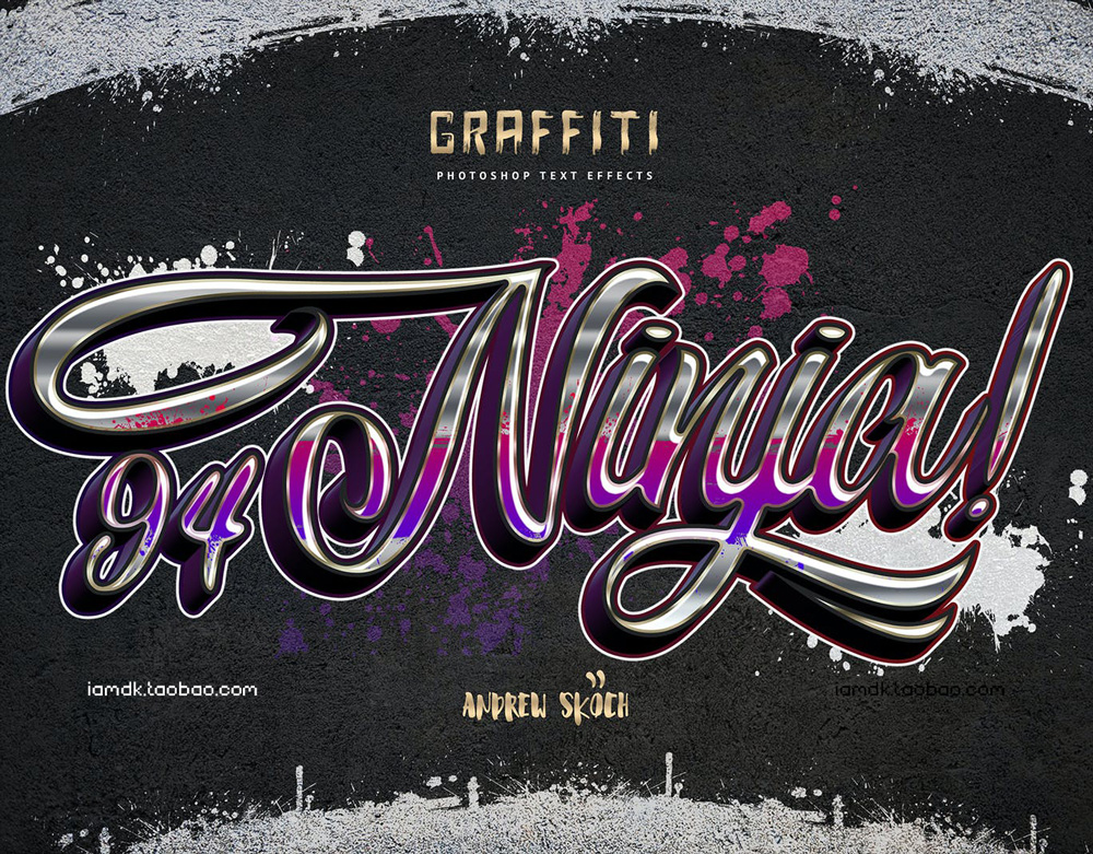 质感街头艺术复古潮流涂鸦3D字体设计Ps样机素材特效生成模版 Graffiti Text Effect vol 4_img_2