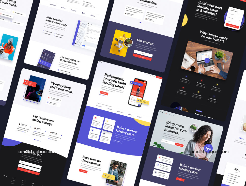36款企业PC官网SaaS服务软件应用嵌套前端Html静态模板 Omega - Bootstrap Landing Templates_img_2