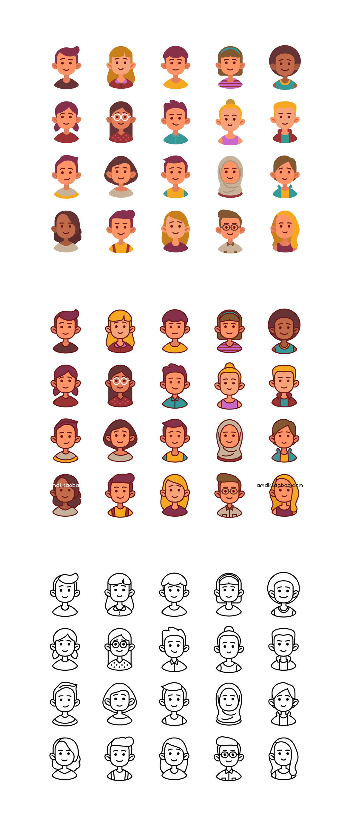 60款儿童孩子头像矢量图标设计素材 60 Kids Avatar Icons_img_2