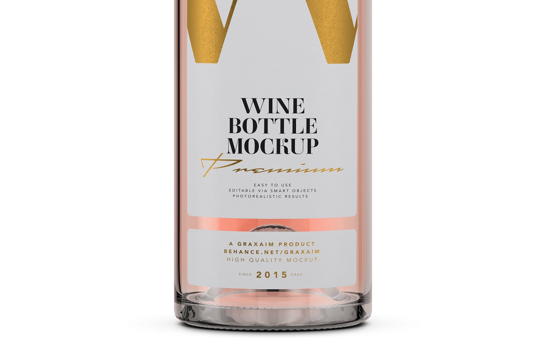 玫瑰色葡萄酒酒瓶标签贴纸设计展示样机素材 Rose Wine - Bottle Mockup - Textured_img_2