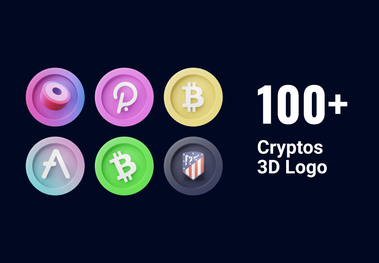 100+3D立体加密货币金融图标设计素材 100+ 3D Cryptos Logo_img_2