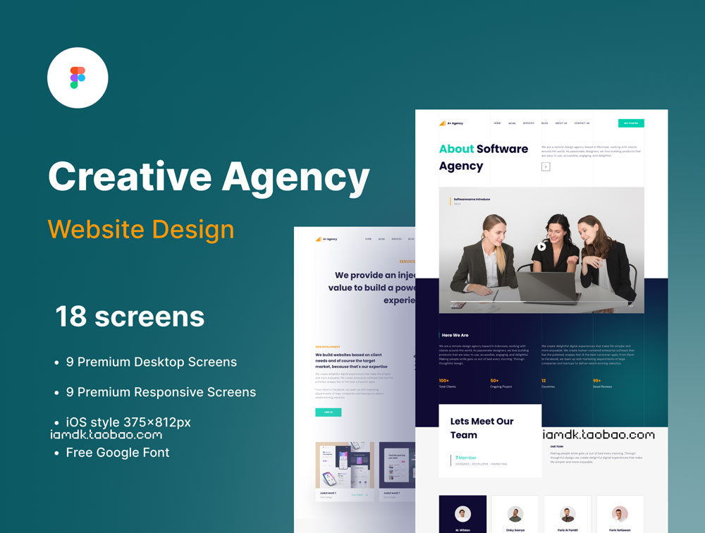 现代创意企业官网网页界面设计设计UI套件素材 Creative Agency - Website Design UI-Kit_img_2