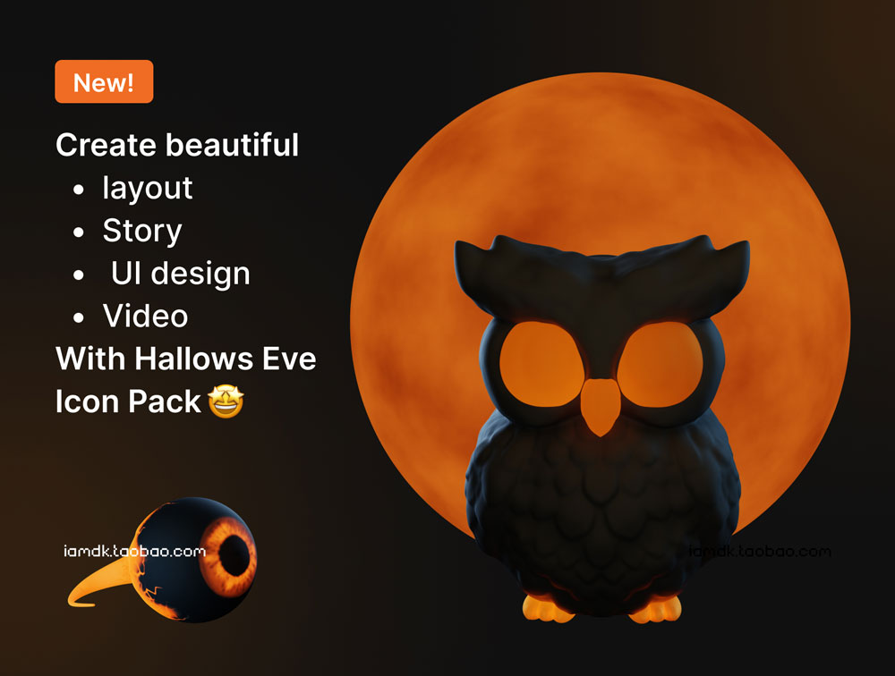 创意万圣节主题恐怖3D立体图标贴纸设计素材套装 Hallows Eve - Halloween 3D Icon & Sticker Pack_img_2