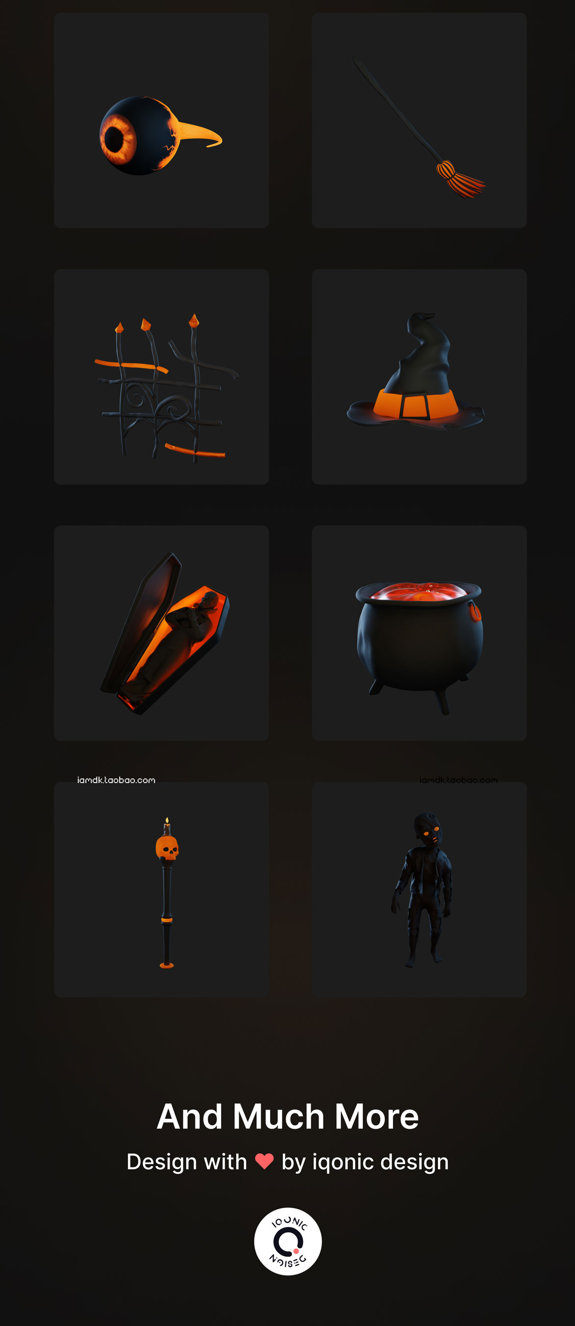 创意万圣节主题恐怖3D立体图标贴纸设计素材套装 Hallows Eve - Halloween 3D Icon & Sticker Pack_img_2