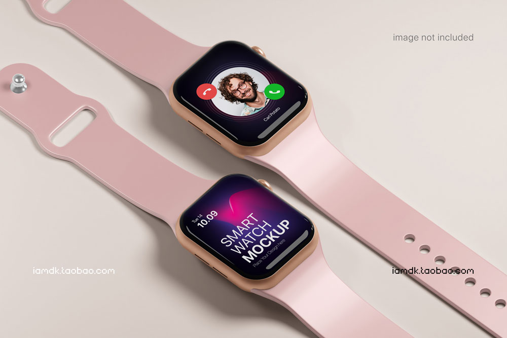 苹果Apple Watch 7代智能手表Ui界面设计贴图Ps样机素材展示模板 Smart Watch Mockup_img_2