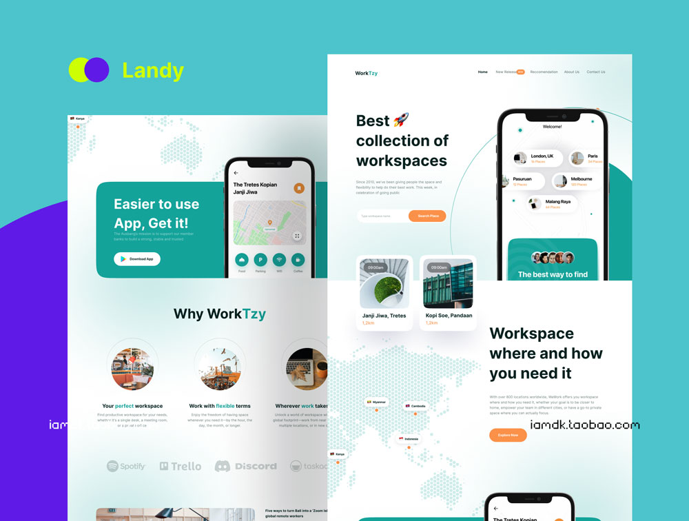 时尚响应式网站登录页界面设计UI套件素材 Landy - Landing Page Design UI Kit_img_2