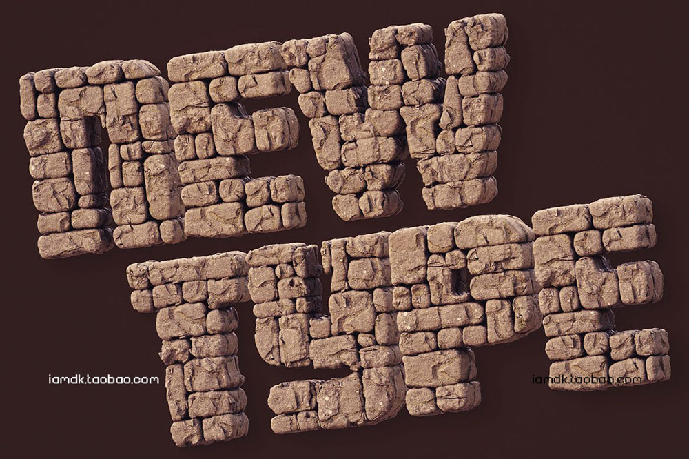 3D创意石墙材质英文字母数字PNG免扣图片设计素材 Stone Wall - 3D Lettering_img_2