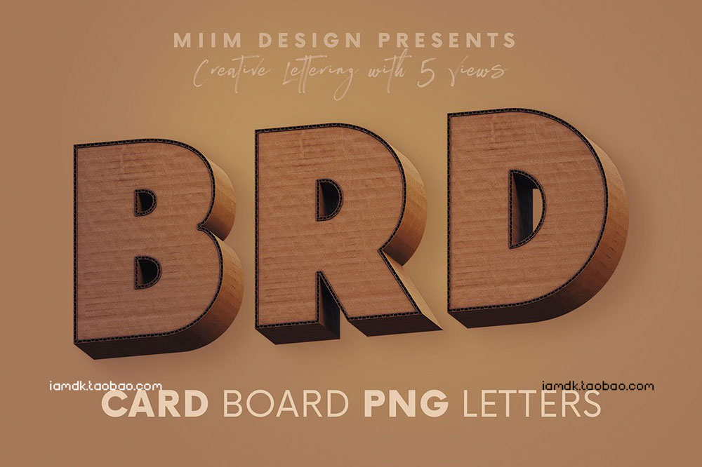 创意逼真3D纸板英文字母数字PNG免扣图片设计素材 Cardboard - 3D Lettering_img_2