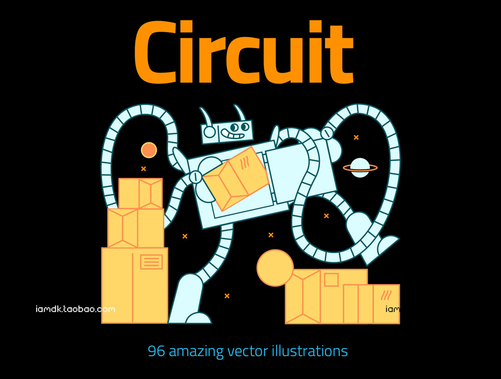 96幅有趣卡通拟人化电子元素人物矢量设计插图 Circuit_img_2