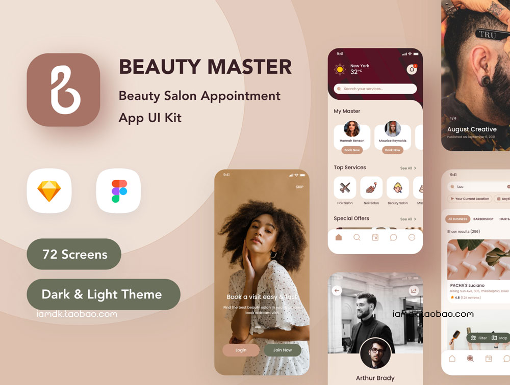 优雅美容保健健康APP应用程序UI界面设计套件 Beauty Master - Salon Appointment App UI Kit_img_2