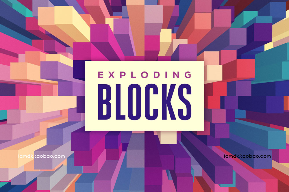 20款独特抽象3D几何放射专辑封面海报设计背景图片设计素材 Exploding Blocks: Abstract 3D Backgrounds_img_2