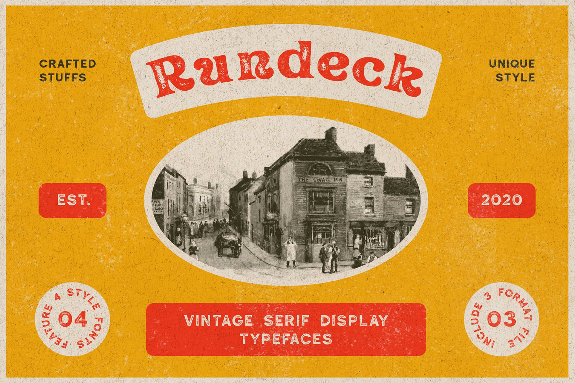 复古海报品牌徽章设计衬线英文字体 Rundeck - Vintage Texture Font_img_2