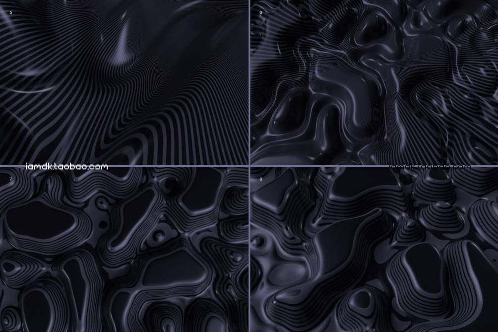 高清黑色3D抽象波浪线立体感PNG免扣图片背景素材 3D Abstract Wavy Lines Background_img_2