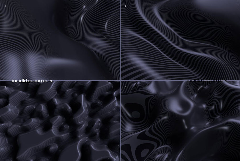 高清黑色3D抽象波浪线立体感PNG免扣图片背景素材 3D Abstract Wavy Lines Background_img_2