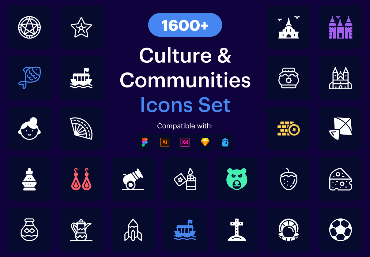 1600+多路径样式社区文化金融Icon图标Ai矢量设计素材 1600+ Culture and Communities Vector Icons_img_2