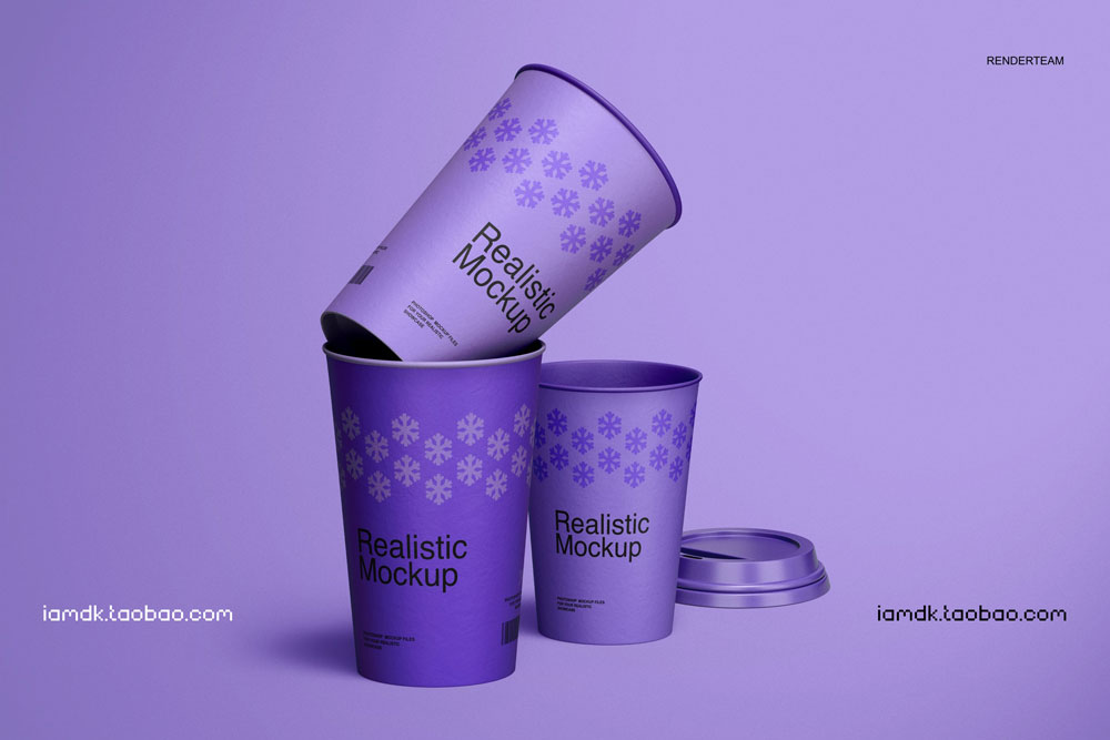 时尚一次性外卖咖啡纸杯标志Logo作品设计贴图样机素材 Paper Cup Mockup Set_img_2