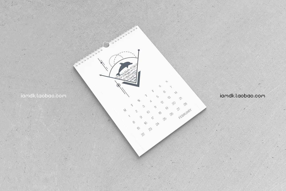 逼真日历挂历作品设计展示贴图样机素材 Wall Calendar Mockup_img_2