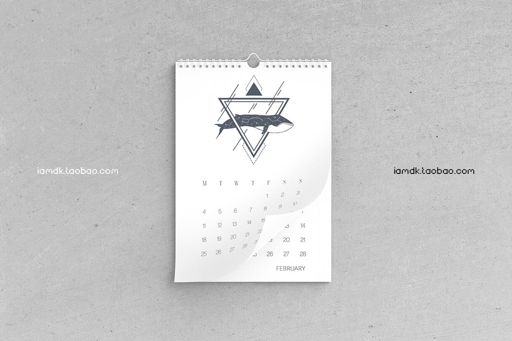 逼真日历挂历作品设计展示贴图样机素材 Wall Calendar Mockup_img_2