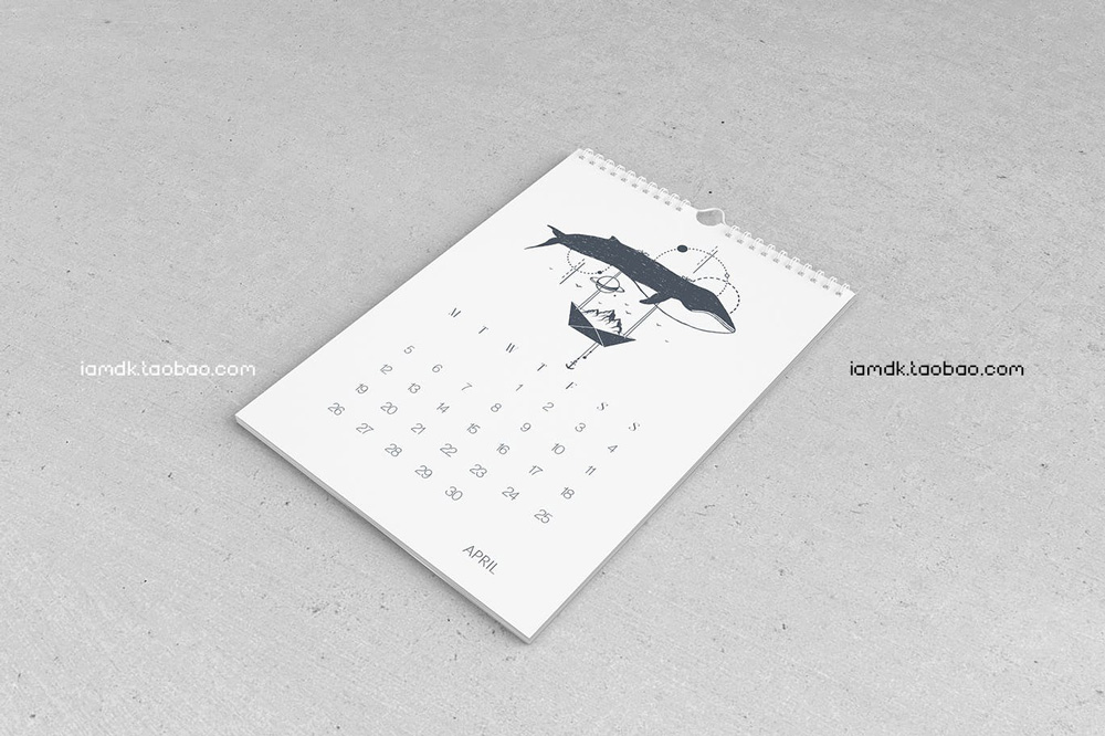 逼真日历挂历作品设计展示贴图样机素材 Wall Calendar Mockup_img_2