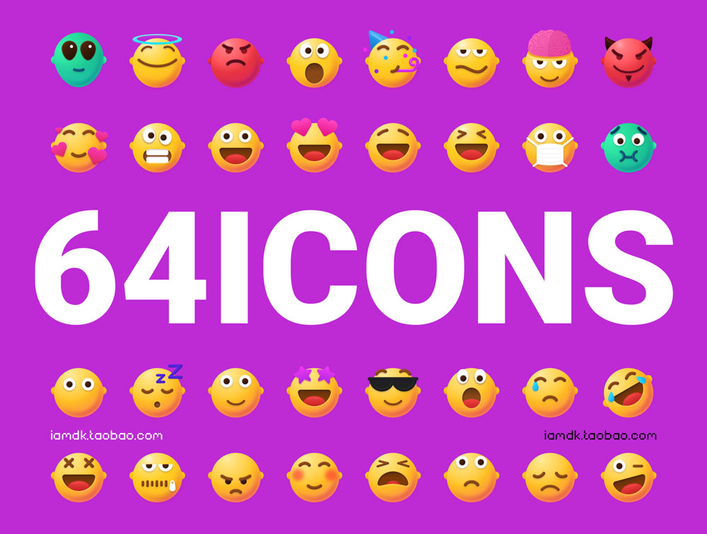 32款萌趣创意Emoji卡通头像表情包Icon图标PNG免抠图片设计素材 Vivid Emojis Icons Pack_img_2