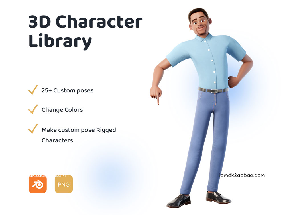 高清矢量3D日常生活插画设计,3D人物模型png免抠图素材 3D Male Character Pose Library Pack_img_2