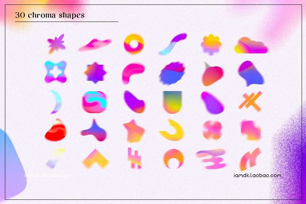 30款炫彩时尚潮流酸性弥散光渐变艺术抽象背景底纹图片设计素材 Grained & Blurred - Grainy Shapes (Vol. 3)_img_2