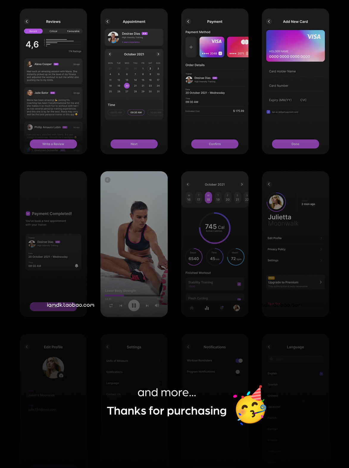 高品质健身锻炼应用程序APP界面设计UI套件 Feat Fitness UI Design Kit_img_2