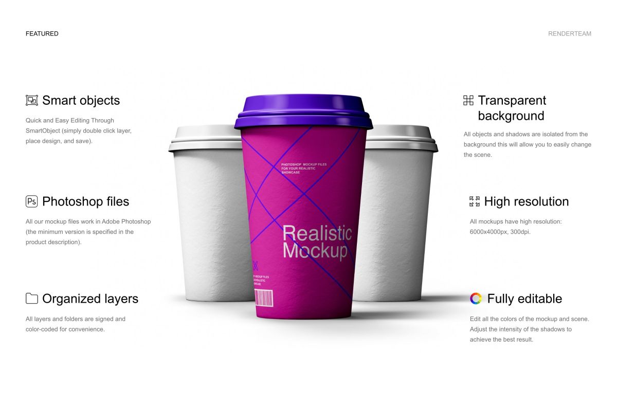 极简品牌VI设计纸杯贴图样机模板素材 Paper Cup Mockup_img_3