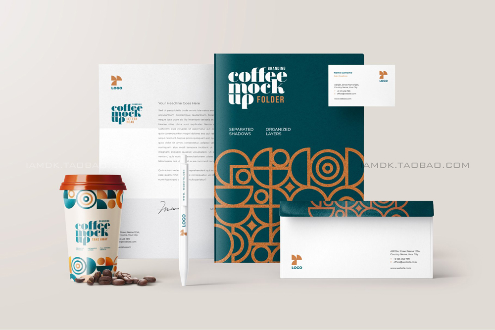 30款咖啡品牌VI设计名片包装袋纸杯马克杯贴图样机模板 Coffee Branding Mockup Bundle_img_2