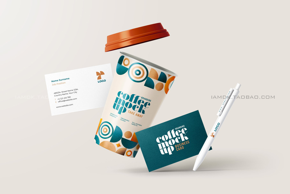 30款咖啡品牌VI设计名片包装袋纸杯马克杯贴图样机模板 Coffee Branding Mockup Bundle_img_2