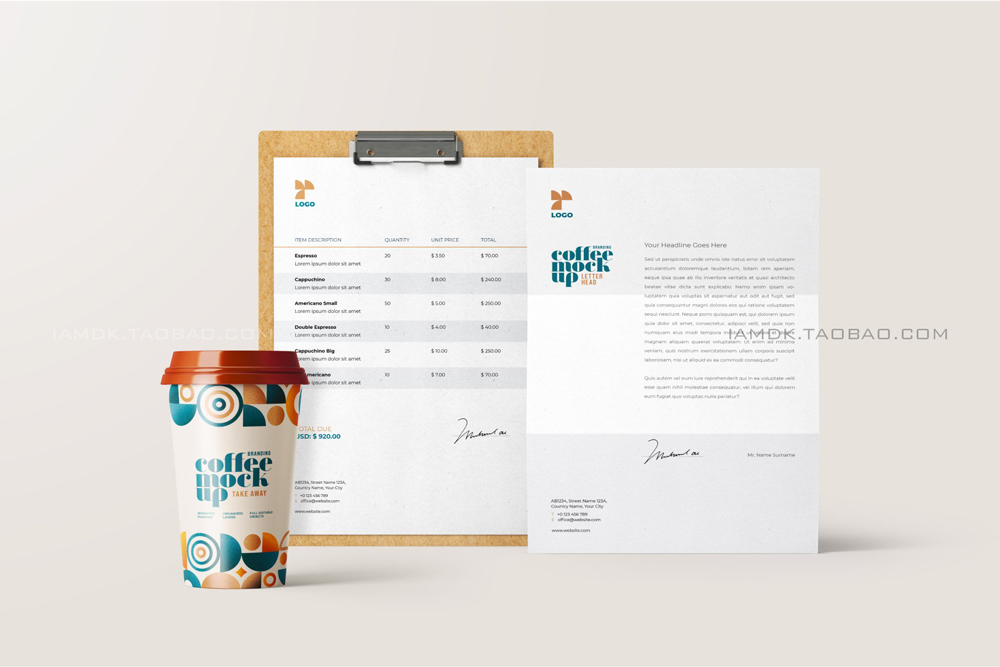 30款咖啡品牌VI设计名片包装袋纸杯马克杯贴图样机模板 Coffee Branding Mockup Bundle_img_2