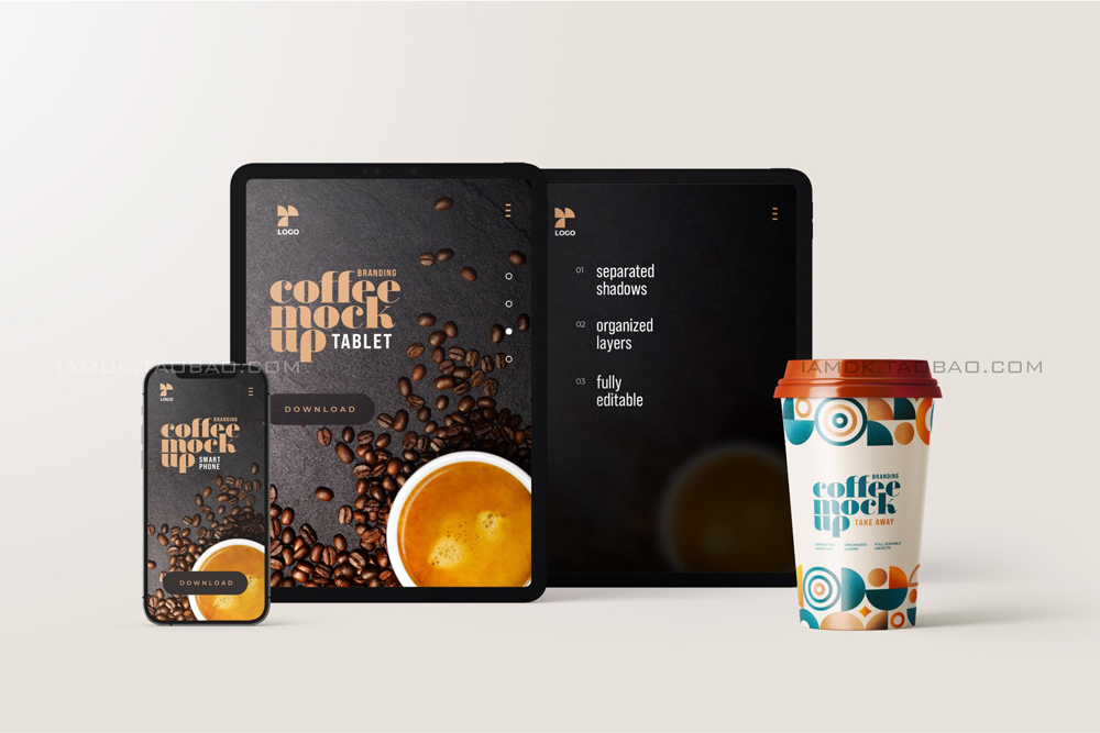 30款咖啡品牌VI设计名片包装袋纸杯马克杯贴图样机模板 Coffee Branding Mockup Bundle_img_2