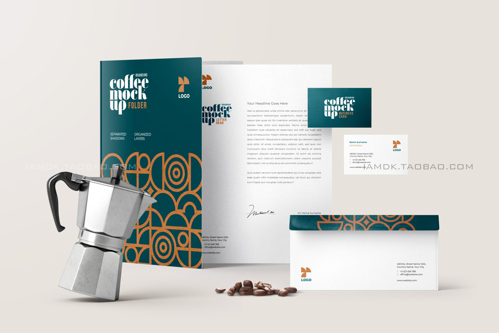 30款咖啡品牌VI设计名片包装袋纸杯马克杯贴图样机模板 Coffee Branding Mockup Bundle_img_2