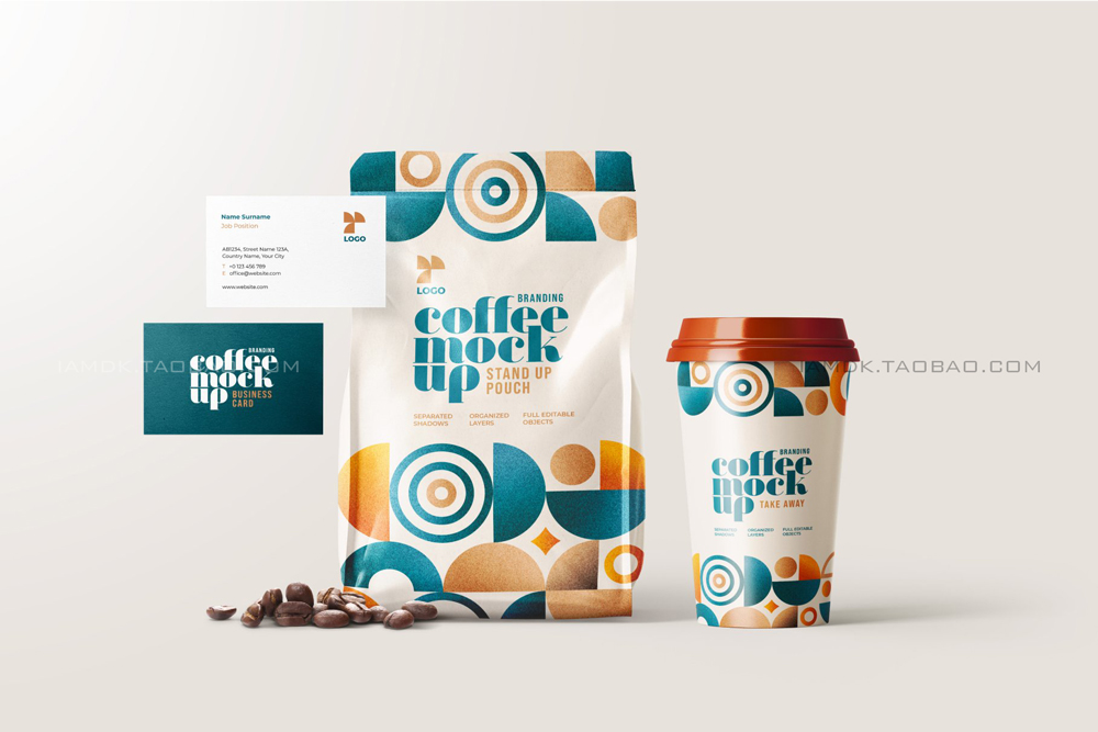 30款咖啡品牌VI设计名片包装袋纸杯马克杯贴图样机模板 Coffee Branding Mockup Bundle_img_2