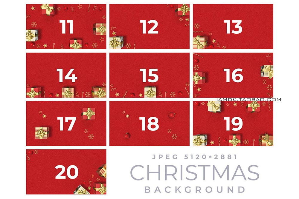 20款圣诞节新年平铺节日礼物电商Banner背景PNG免抠图片设计素材 Christmas Backgrounds_img_2