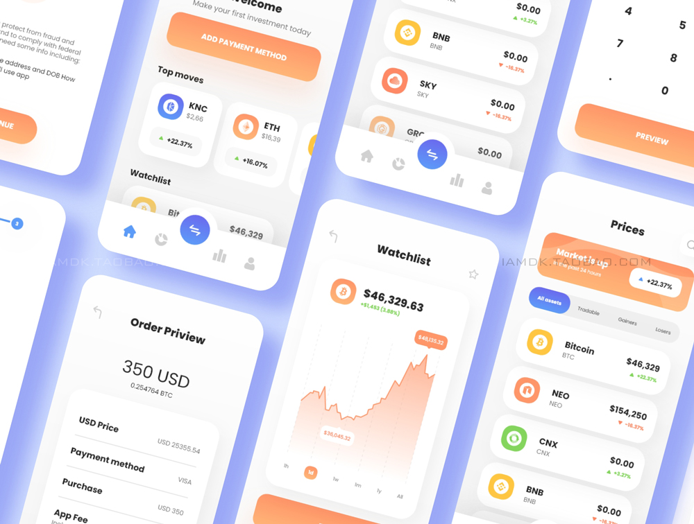 加密货币金融理财应用程序APP UI界面设计套件 Cryptocurrency Wallet UI Kit - Crystapp_img_2