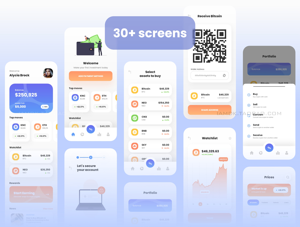 加密货币金融理财应用程序APP UI界面设计套件 Cryptocurrency Wallet UI Kit - Crystapp_img_2