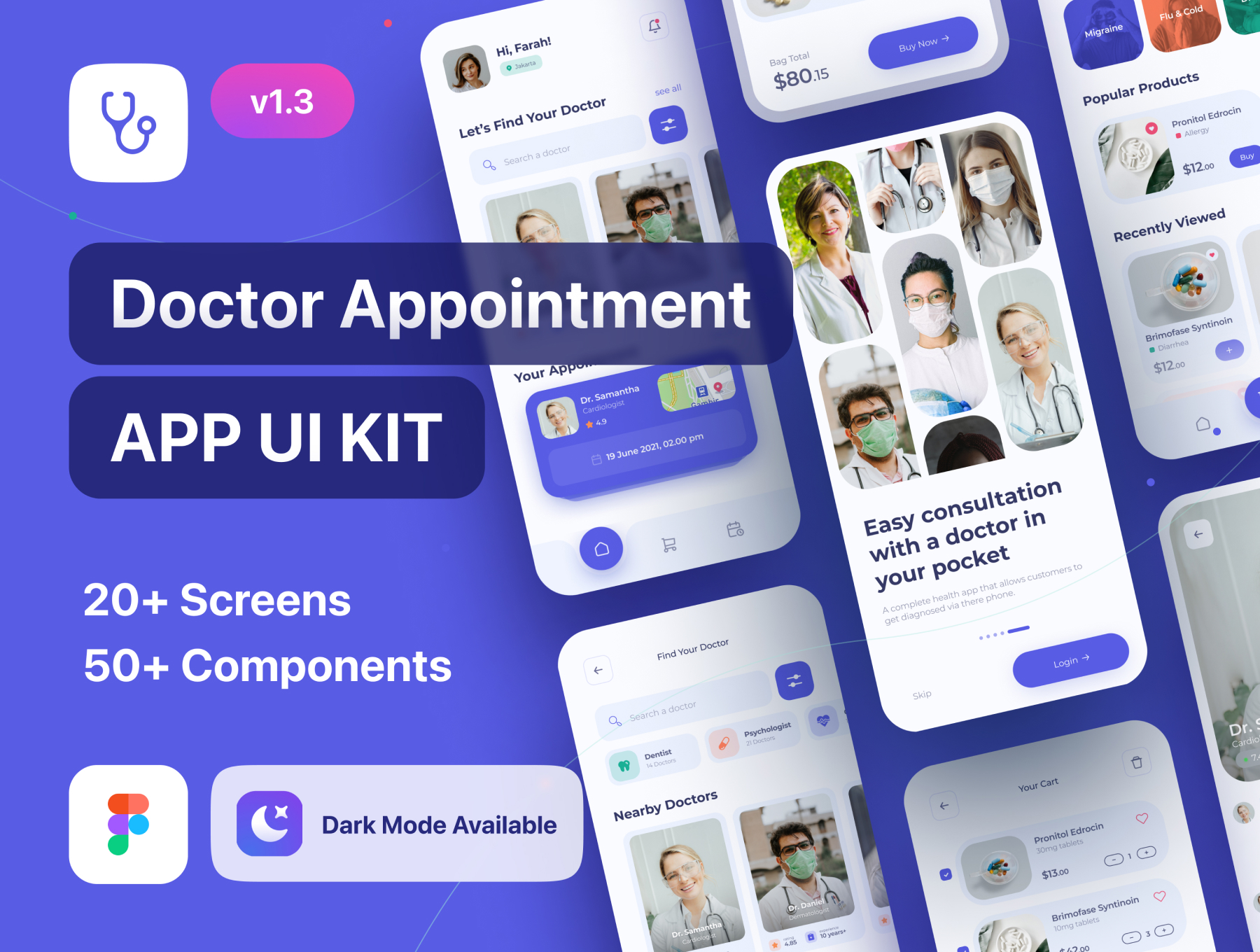 在线医生咨询买药应用程序设计APP UI套件 Pocket doc - Online Doctor Consultation App UI Kit_img_2