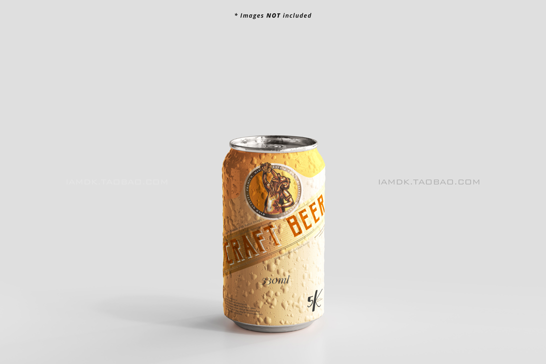 9款330毫升啤酒苏打水易拉罐图案设计贴图样机模板 Standard Size Beer Can Mockup_img_2