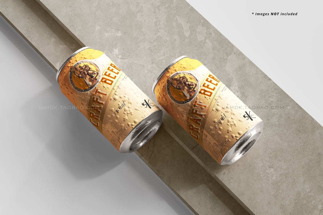 9款330毫升啤酒苏打水易拉罐图案设计贴图样机模板 Standard Size Beer Can Mockup_img_2