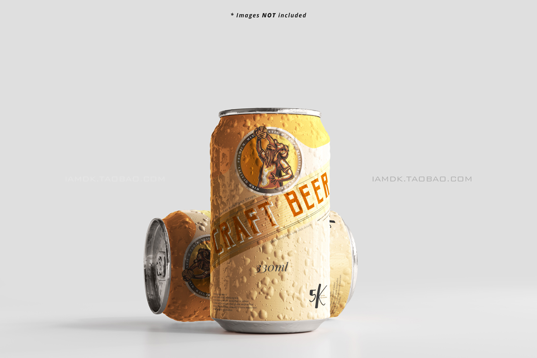 9款330毫升啤酒苏打水易拉罐图案设计贴图样机模板 Standard Size Beer Can Mockup_img_2