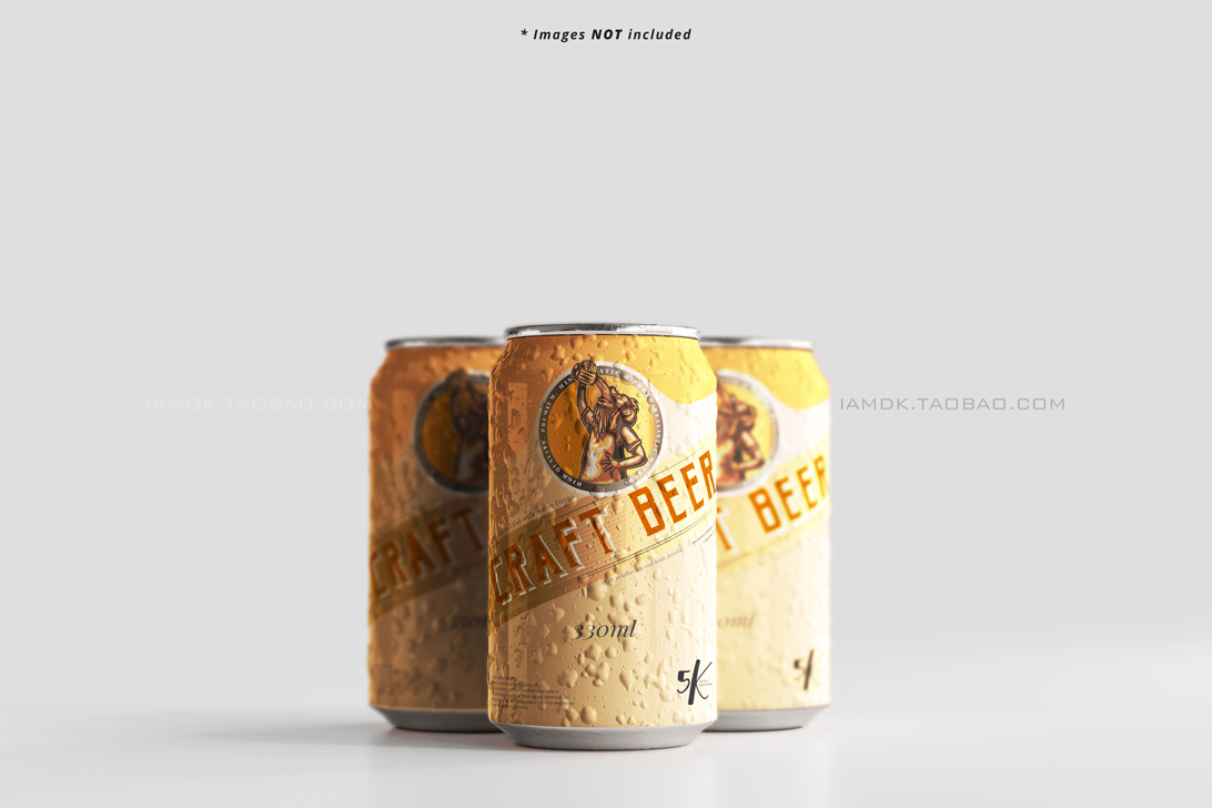 9款330毫升啤酒苏打水易拉罐图案设计贴图样机模板 Standard Size Beer Can Mockup_img_2