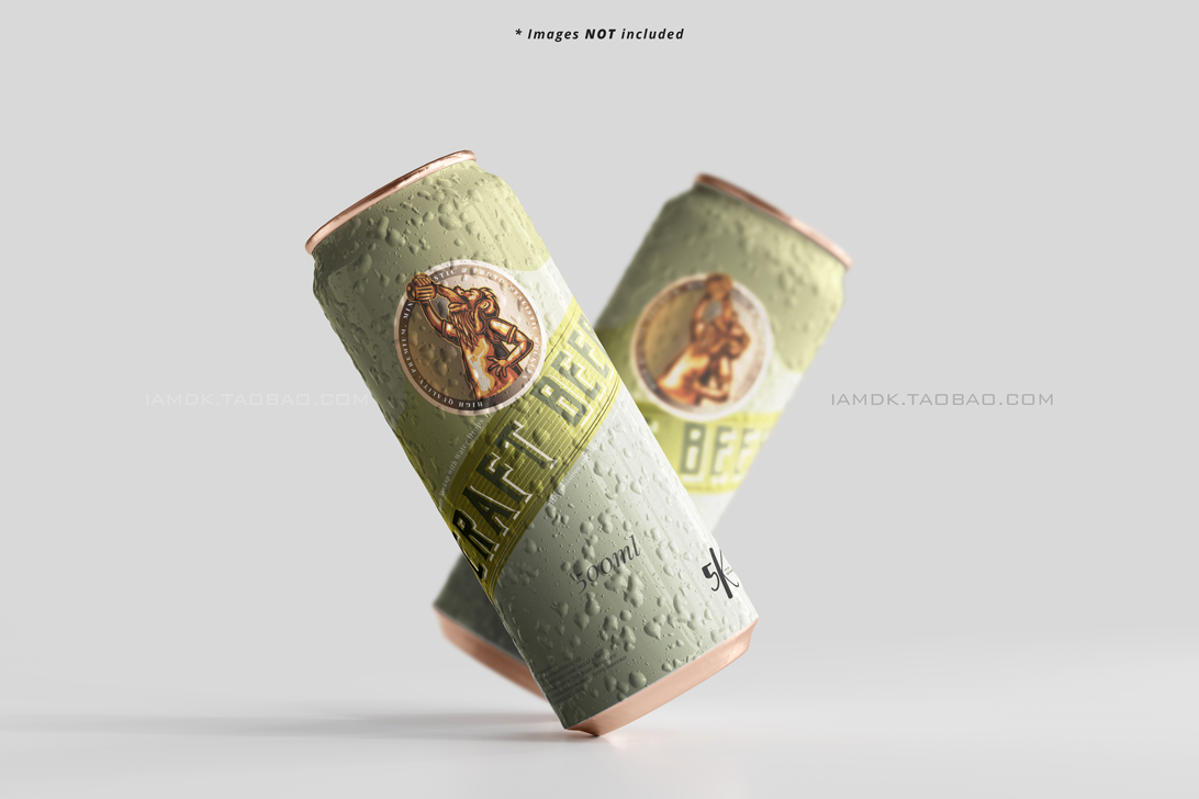 9款啤酒苏打水易拉罐图案设计贴图样机模板 Large Sleek Beer Can Mockup_img_2