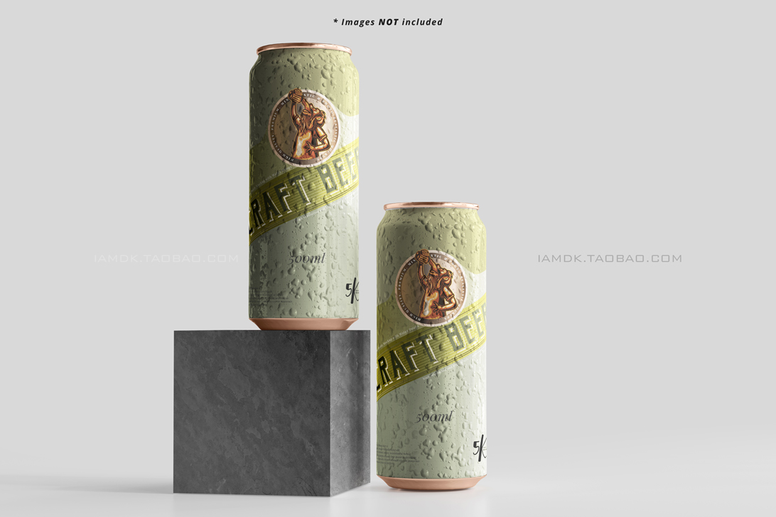 9款啤酒苏打水易拉罐图案设计贴图样机模板 Large Sleek Beer Can Mockup_img_2