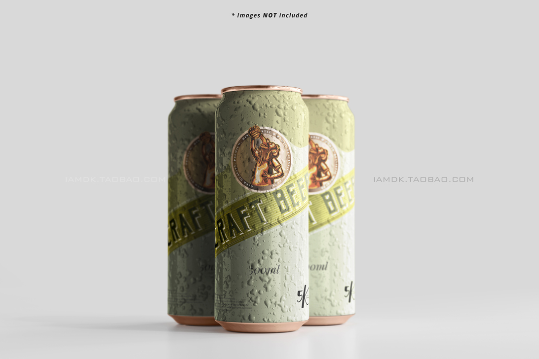 9款啤酒苏打水易拉罐图案设计贴图样机模板 Large Sleek Beer Can Mockup_img_2