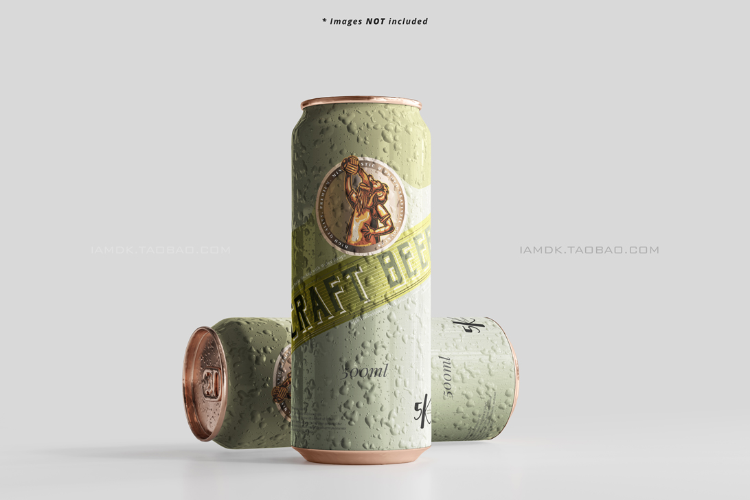 9款啤酒苏打水易拉罐图案设计贴图样机模板 Large Sleek Beer Can Mockup_img_2