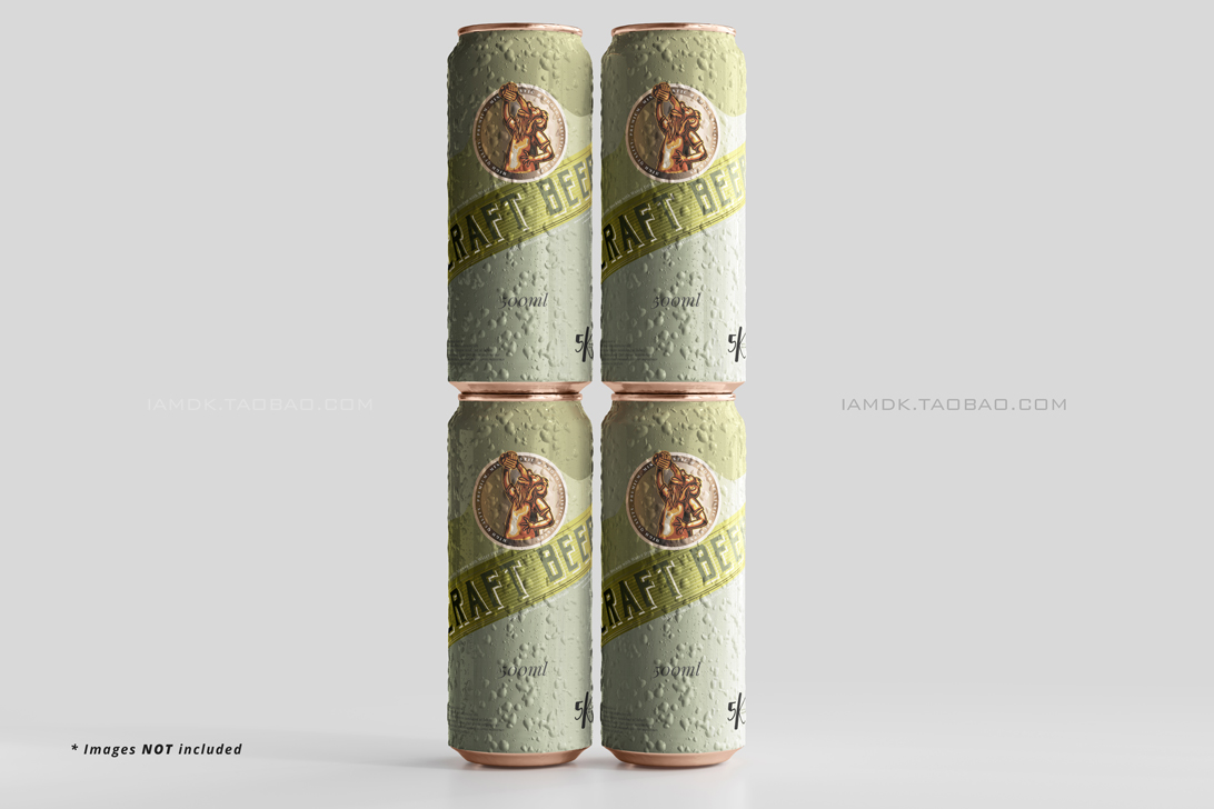 9款啤酒苏打水易拉罐图案设计贴图样机模板 Large Sleek Beer Can Mockup_img_2