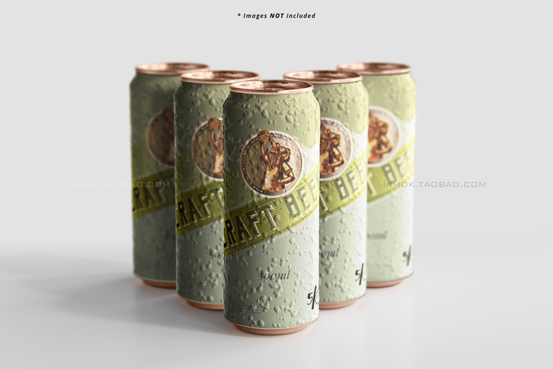 9款啤酒苏打水易拉罐图案设计贴图样机模板 Large Sleek Beer Can Mockup_img_2