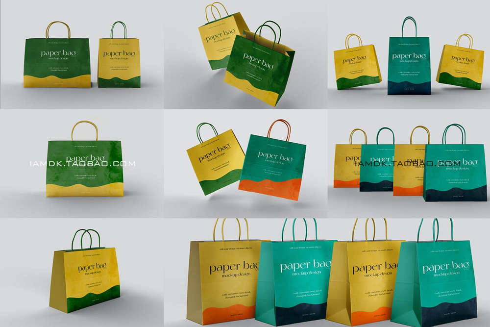 质感商场购物手提纸袋设计贴图样机模板 Paper Bag Mockups_img_2