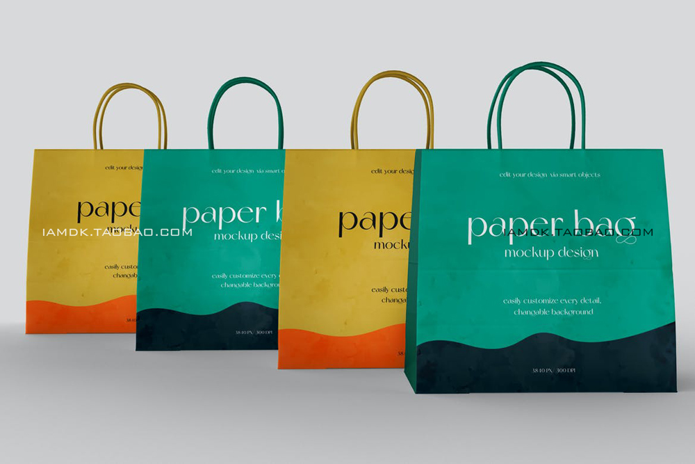 质感商场购物手提纸袋设计贴图样机模板 Paper Bag Mockups_img_2